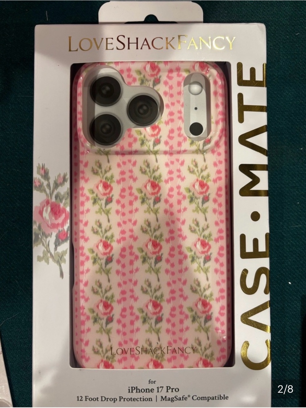 Sold out LoveShackFancy Pink Rose Pattern iPhone 17 Pro Case